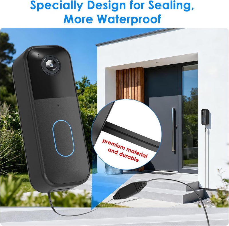 delilyn Power Cable with Adapter for Blink Video Doorbell-2nd Gen (2025 Release), Doorbell Transformer with 16.4ft/5m Weatherproof Charging Cord for Blink Video Doorbell, Replace Battery - Image 4